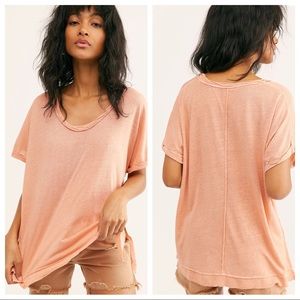 NWT Free People Under The Sun Tee in Peach Pit